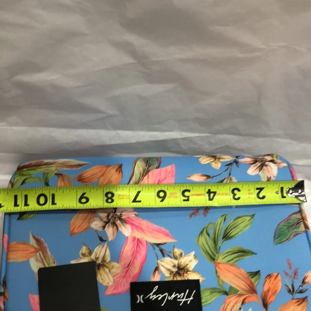 Hurley blue tropical floral print vinyl zip around makeup cosmetics‎ beauty case